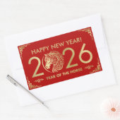 Chinees Nieuwjaar van het Paard 2026 Rechthoekige Sticker (Envelop)