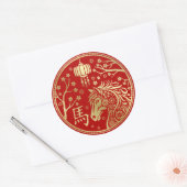 Chinees Nieuwjaar van het Paard 2026 Ronde Sticker (Envelop)