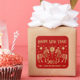Chinees Nieuwjaar van het Paard 2026 Vierkante Sticker