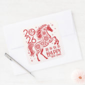 Chinees Nieuwjaar van het Paard 2026 Vierkante Sticker (Envelop)