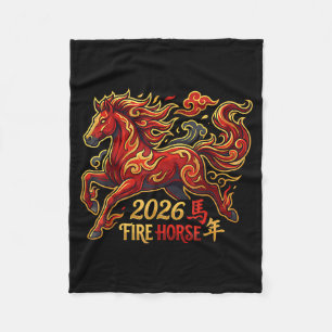 Chinees Nieuwjaar van het Paard 2026 Vuur Paard Ch Fleece Deken