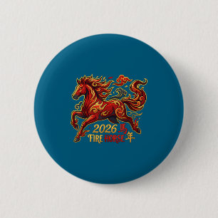 Chinees Nieuwjaar van het Paard 2026 Vuur Paard Ch Ronde Button 5,7 Cm