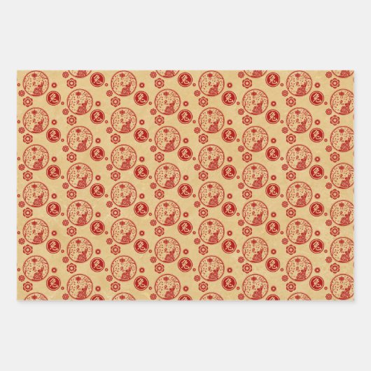 Chinees nieuwjaar van het Rabbit 2023 Wrapping Pap Inpakpapier Vel (Voorkant 3)