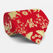 Chinees nieuwjaar van het rattenpatroon - rood en  stropdas (Opgerold)