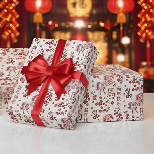 Chinees Nieuwjaar van het Vuur Paard 2026 Cadeaupapier