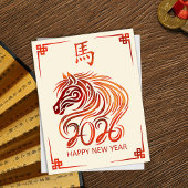 Chinees Nieuwjaar van het Vuurpaard 2026 Briefkaart