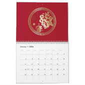 Chinees nieuwjaar van konijn 2023 Red Gold Floral Kalender (Jan 2026)