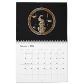 Chinees nieuwjaar van konijn 2023 zwarte goudbloem kalender (Feb 2026)