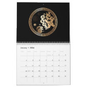Chinees nieuwjaar van konijn 2023 zwarte goudbloem kalender (Jan 2026)