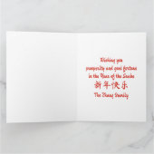 Chinees Nieuwjaar van Snake Black Red Floral Kaart (Binnen)