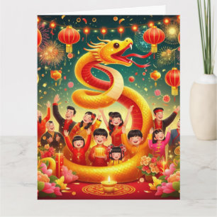 Chinees Nieuwjaar van Snake Party Red Gold Kaart