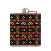 Chinees Nieuwjaar van Tiger Red Check Pattern Heupfles (Achterkant)
