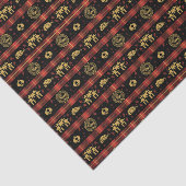 Chinees Nieuwjaar van Tiger Red Check Pattern Tissuepapier (Detail)