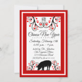 Chinees Nieuwjaar Varken en Bloemenboom Kaart (Voorkant)