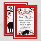 Chinees Nieuwjaar Varken en Bloemenboom Kaart (Voorkant / Achterkant)