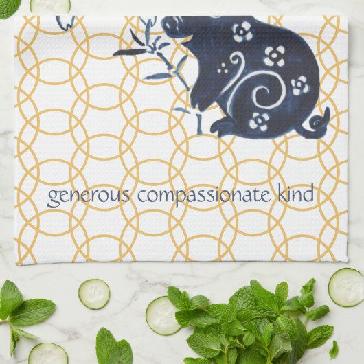 Chinees nieuwjaar varkensdierentuin theedoek (Gevouwen)