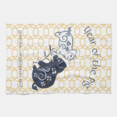 Chinees nieuwjaar varkensdierentuin theedoek (Horizontaal)