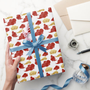 Chinees nieuwjaar voor rode en gouden luidruchtige cadeaupapier