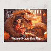 Chinees Nieuwjaar Vrolijke omhelzing van de draak Briefkaart (Voorkant)