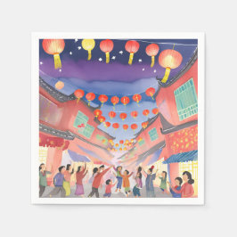 Chinees Nieuwjaar | Waterverf Celebratie Servet