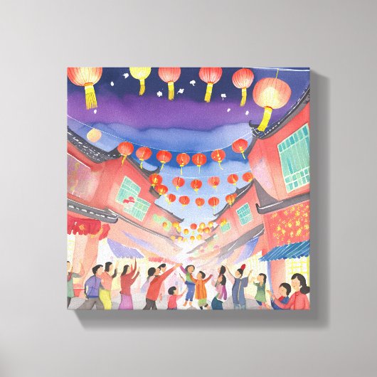 Chinees Nieuwjaar | Waterverf van de viering Canvas Afdruk (Voorkant)