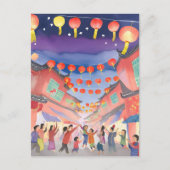 Chinees Nieuwjaar | Waterverf van de viering Feestdagenkaart (Voorkant)