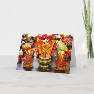Chinees Nieuwjaar zegeningen gouden rode kaart
