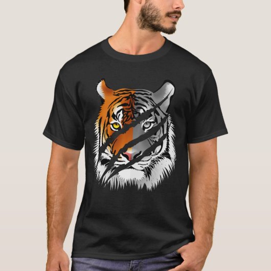 Chinees nieuwjaar Zodiac Black en White Tiger T-shirt (Voorkant)