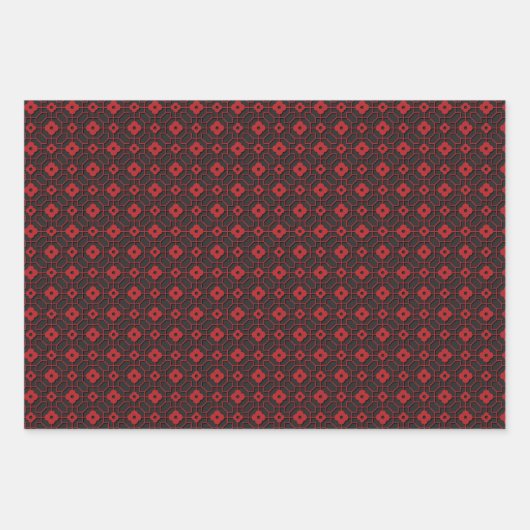 Chinees nieuwjaar zwart en rood patroon inpakpapier vel (Voorkant)