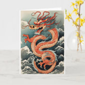 Chinees nieuwjaardraak-Wenskaart Kaart (Gele Bloem)