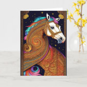 Chinees Nieuwjaars Paard Wenskaart Kaart (Gele Bloem)