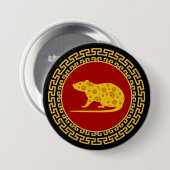 Chinees nieuwjaars rattenversiering ronde button 7,6 cm (Voorkant /achterkant)