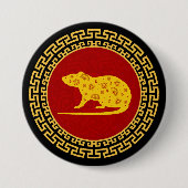 Chinees nieuwjaars rattenversiering ronde button 7,6 cm (Voorkant)