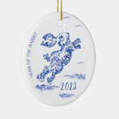 Chinees nieuwjaarsblauw konijn 2023 keramisch ornament (Rechts)