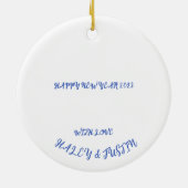 Chinees nieuwjaarsblauw konijn 2023 keramisch ornament (Achterkant)