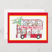 Chinees nieuwjaarsbus - Jaar van het Briefkaart va (Voorkant / Achterkant)