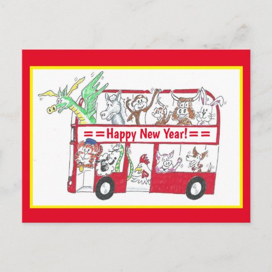 Chinees nieuwjaarsbus - Jaar van het Briefkaart va (Voorkant)