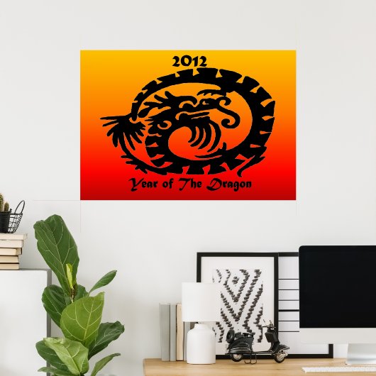 Chinees nieuwjaarsdraak 2012 poster (Thuiskantoor)