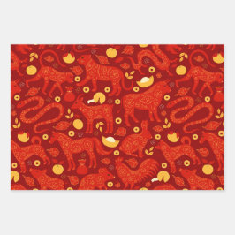 Chinees nieuwjaarsfeestartikel inpakpapier vel