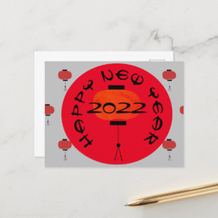 Chinees Nieuwjaarslantaarn Rood Grijs Briefkaart