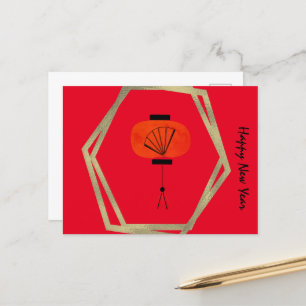 Chinees Nieuwjaarslantaarn waaier rood goud Briefkaart