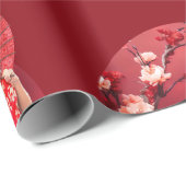 Chinees Nieuwjaarsmeisje met een rode paraplu Cadeaupapier (Rol Hoek)