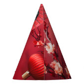 Chinees Nieuwjaarsmeisje met een rode paraplu Feesthoedjes (Achterkant)