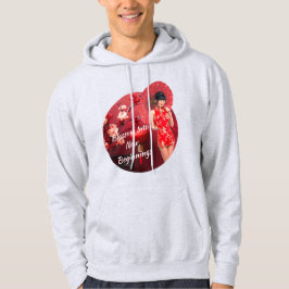 Chinees Nieuwjaarsmeisje met een rode paraplu Hoodie