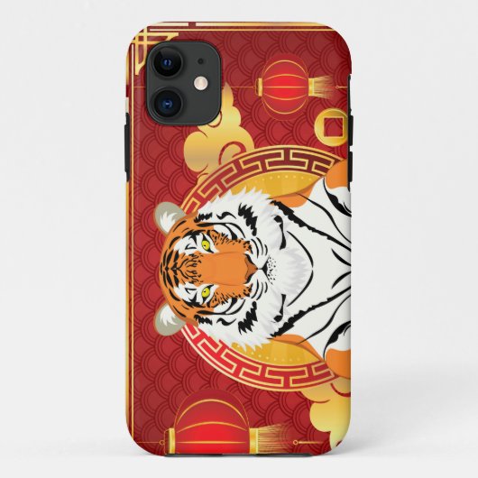 Chinees nieuwjaarsontwerp met tijger Case-Mate iPhone case (Achterkant)