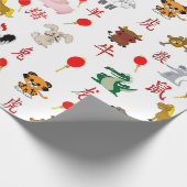 Chinees nieuwjaarspakpapier op wit cadeaupapier (Hoek)