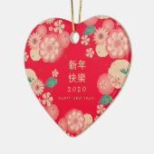 Chinees nieuwjaarspreuken patroondecoratief keramisch ornament (Links)
