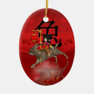 Chinees nieuwjaarssieraad, nieuwjaar 2011 keramisch ornament