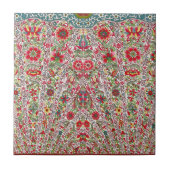 Chinees Oosters Bloemen Rood Blauw Tegeltje (Voorkant)