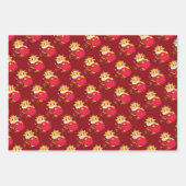 Chinees Oosters Rood Goud Gouden Zodiac Aziatisch Inpakpapier Vel (Voorkant 2)